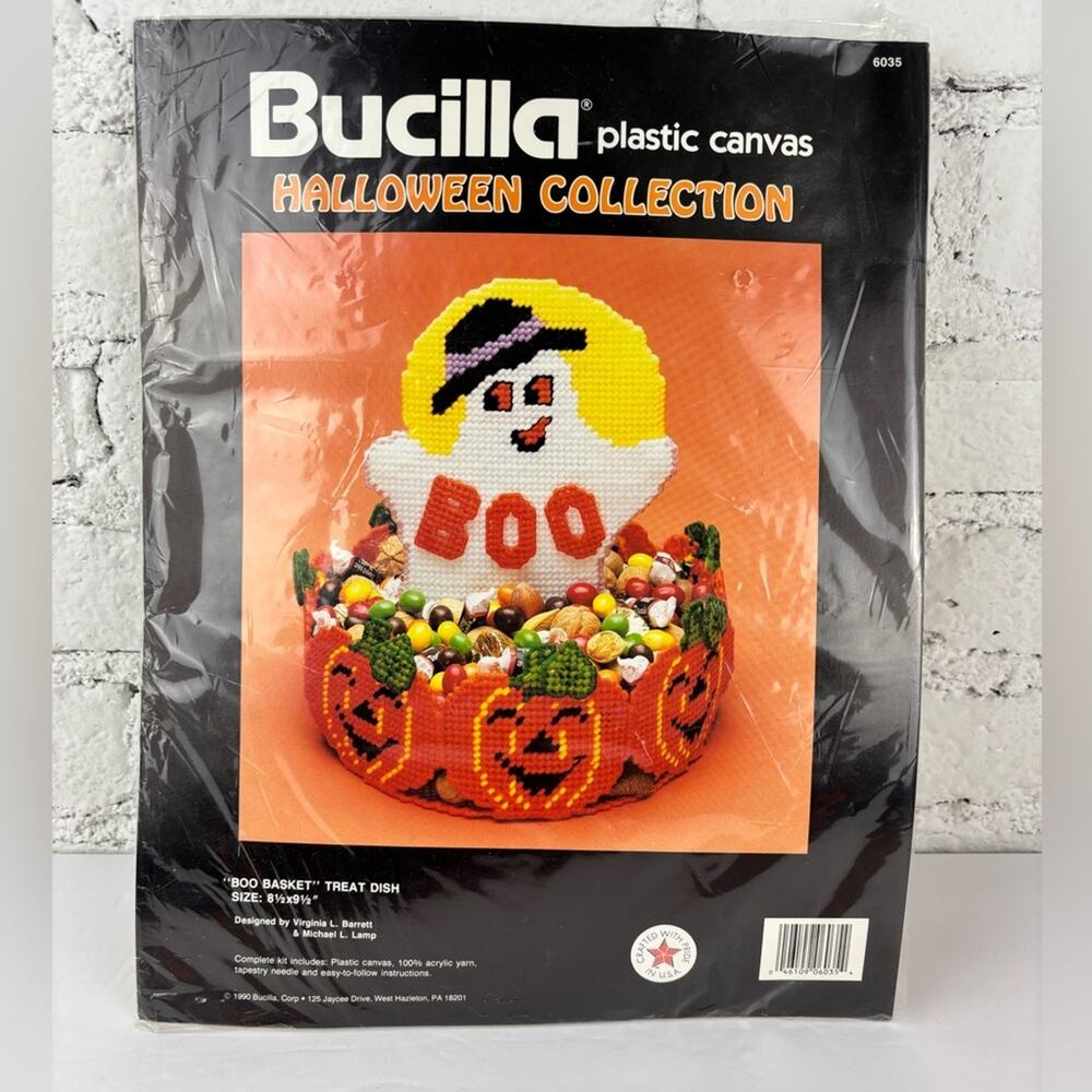 Vintage 90’s Bucilla Boo Basket Treat Dish Kit #6035 *not complete